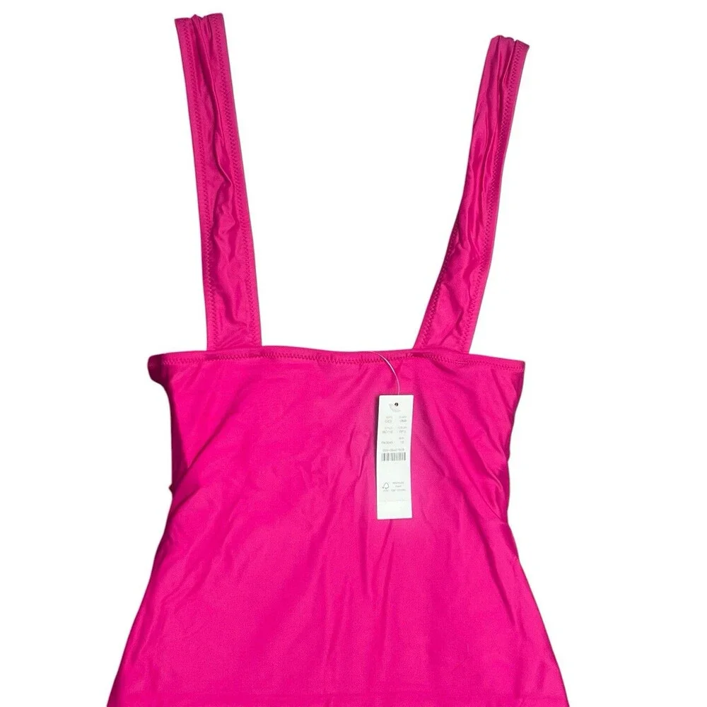 J. Crew NWT Ruched V Neck One Piece Sz 10 Swimsuit Fuchsia BC116 Full Coverage‎